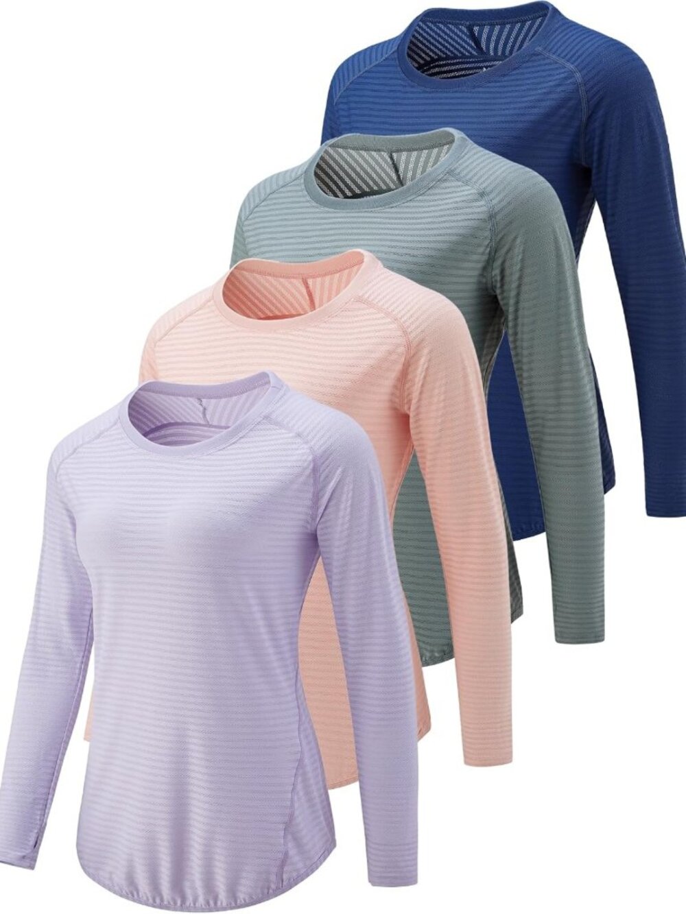 4 Pack Women's Long Sleeve Workout Tops - Activewear for Fitness & Gym